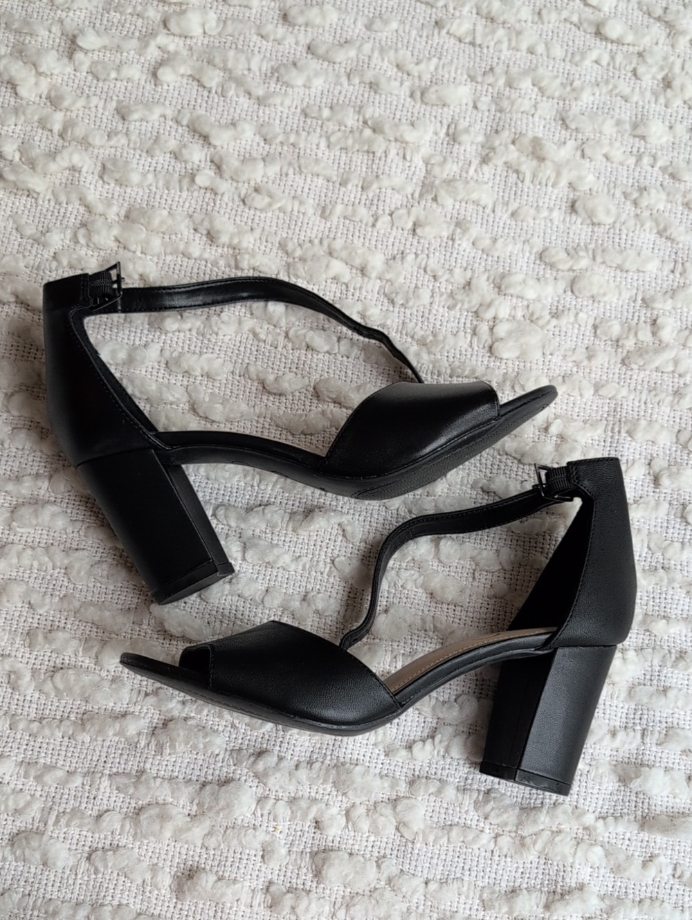 Jessica Simpson Sherron Women's 10 Black Open Toe Ankle Strap Block Heels
